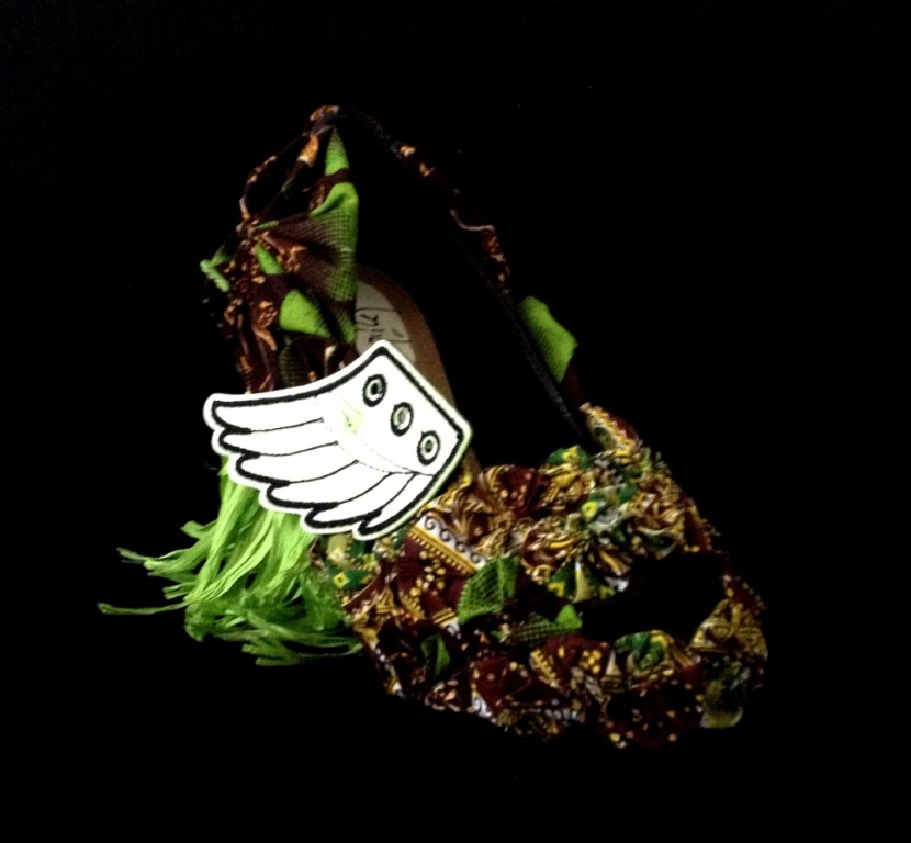 Criminal Aesthetic Fashion #13, 2013 cotton textures, wings and rafia, size 39 / 9, unique piece