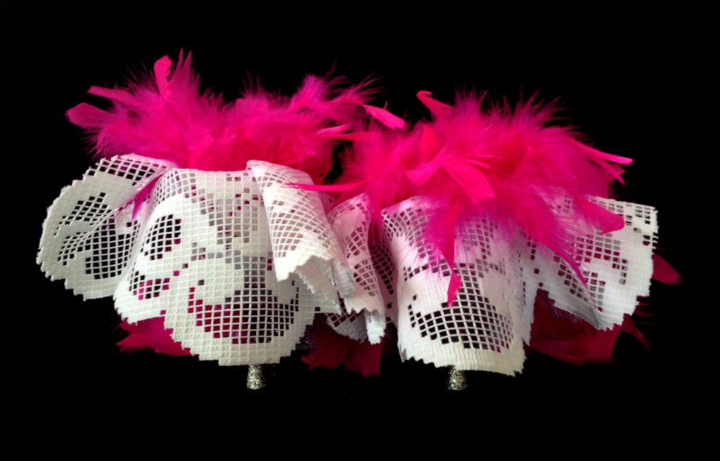 Criminal Aesthetic Fashion #26, 2013 plumes, lace and glitter, size 40 / 9, unique piece