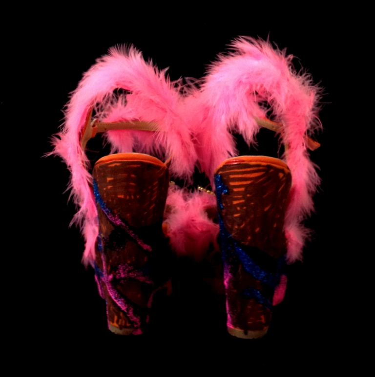 Criminal Aesthetic Fashion #2, 2013, fur, glitter and paillettes decoration, size n 40 / 9, unique piece