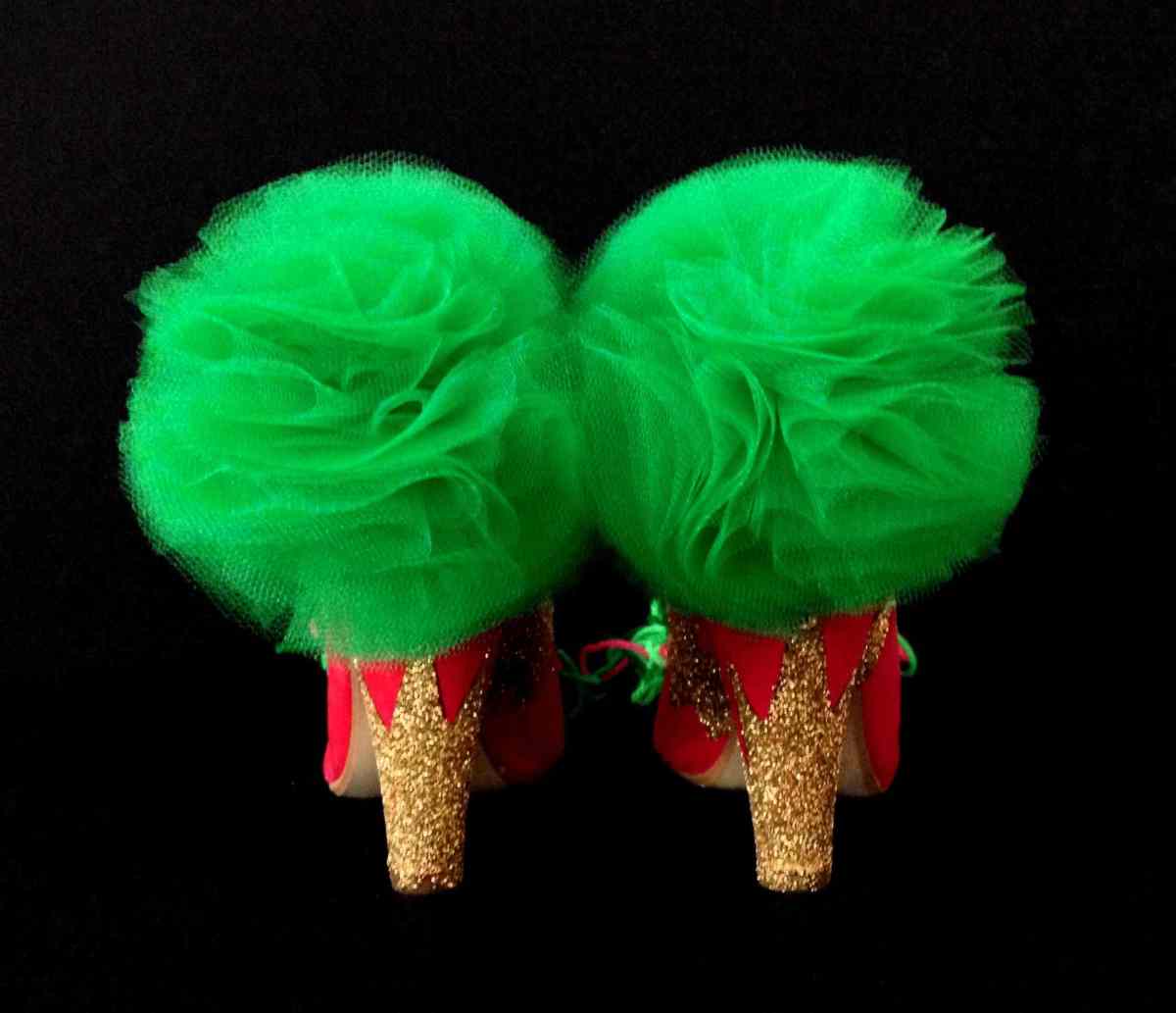 Juliet & the Forbidden Games Shoes #10, 2013, glitter, wool and tulle on leather shoes, unique piece