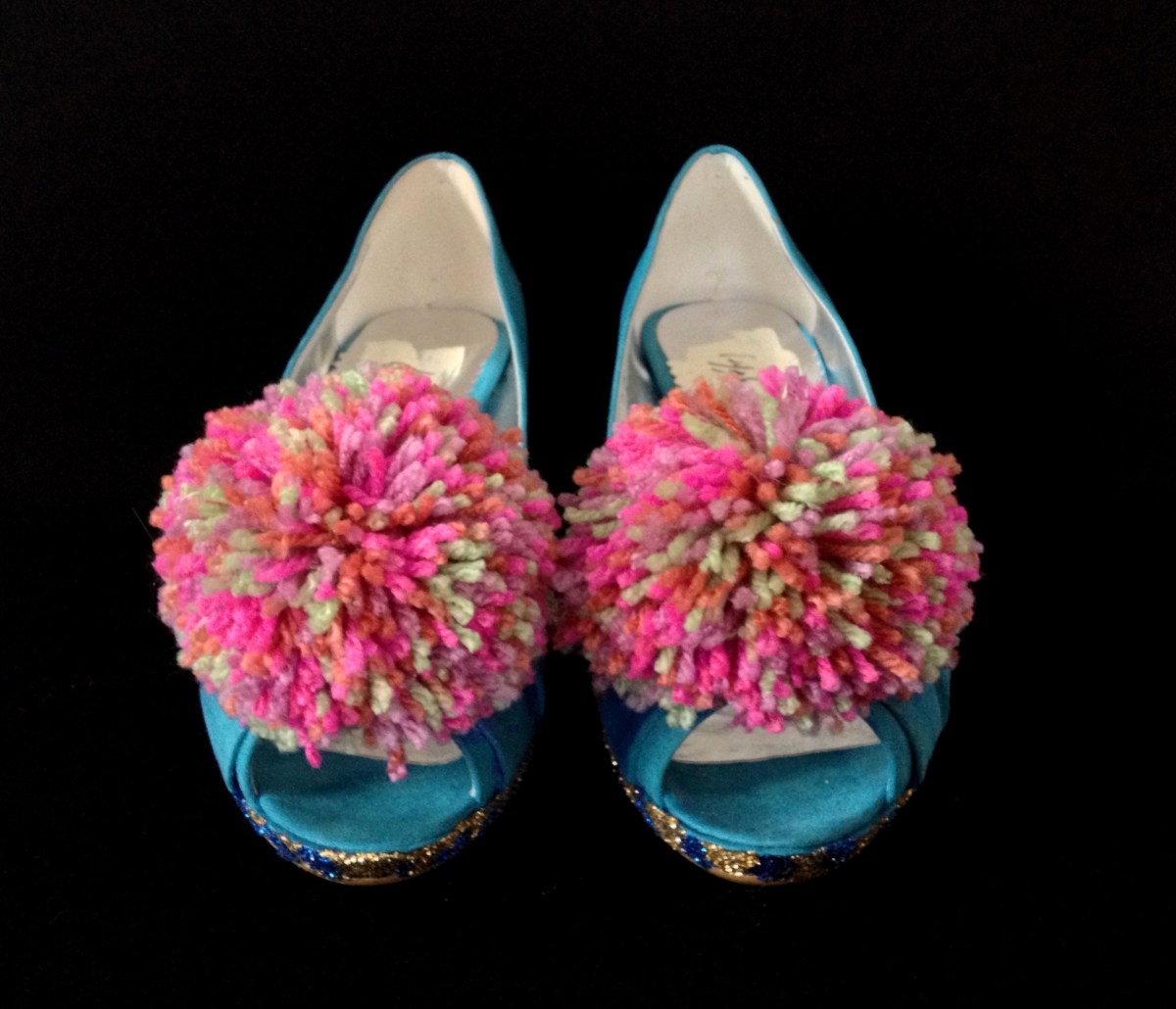 Juliet & the Forbidden Games Shoes #13, 2013, wool and glitter on leather shoes. unique piece