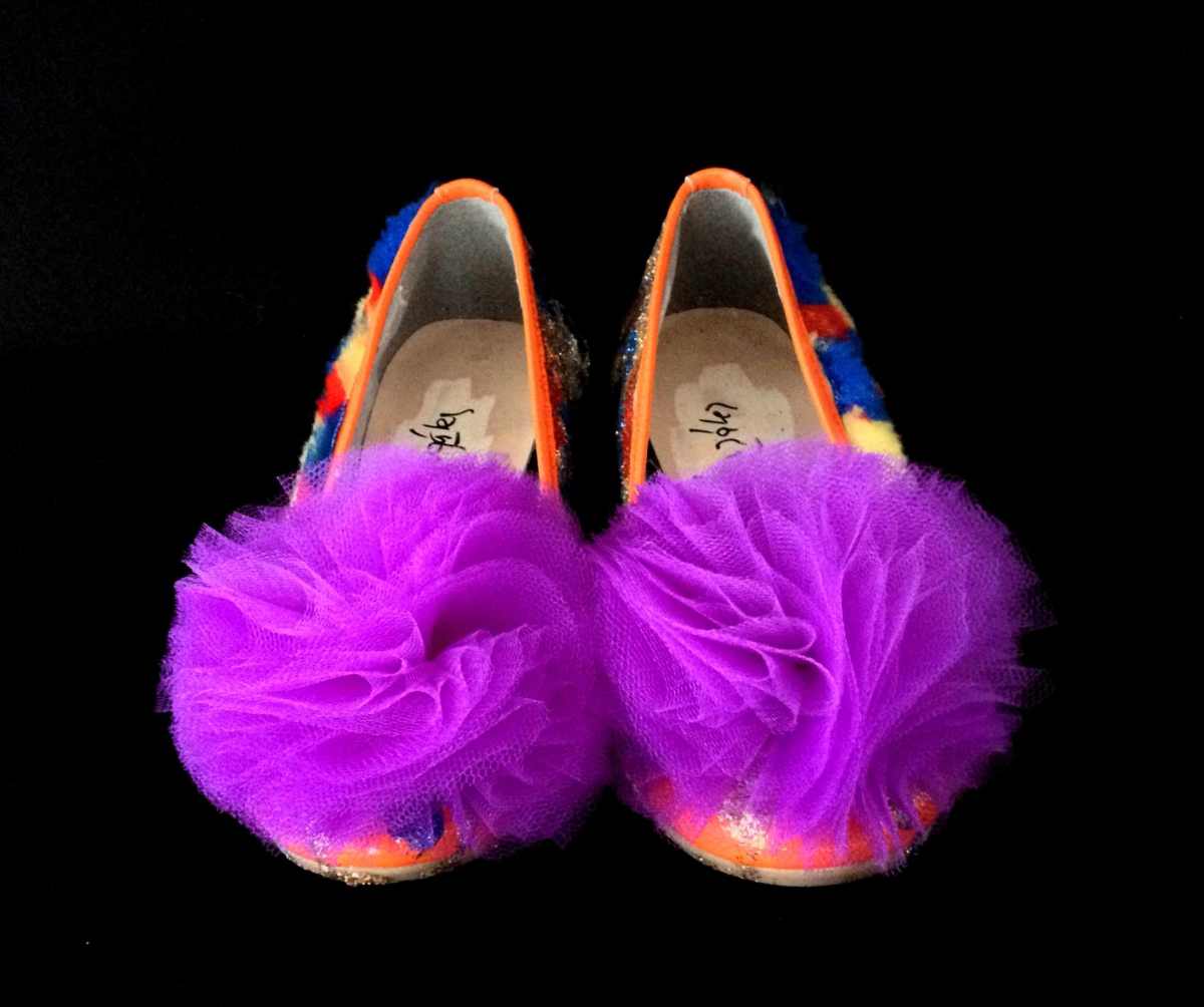 Juliet & the Forbidden Games Shoes #19, 2013, fur, glitter and tulle, unique piece