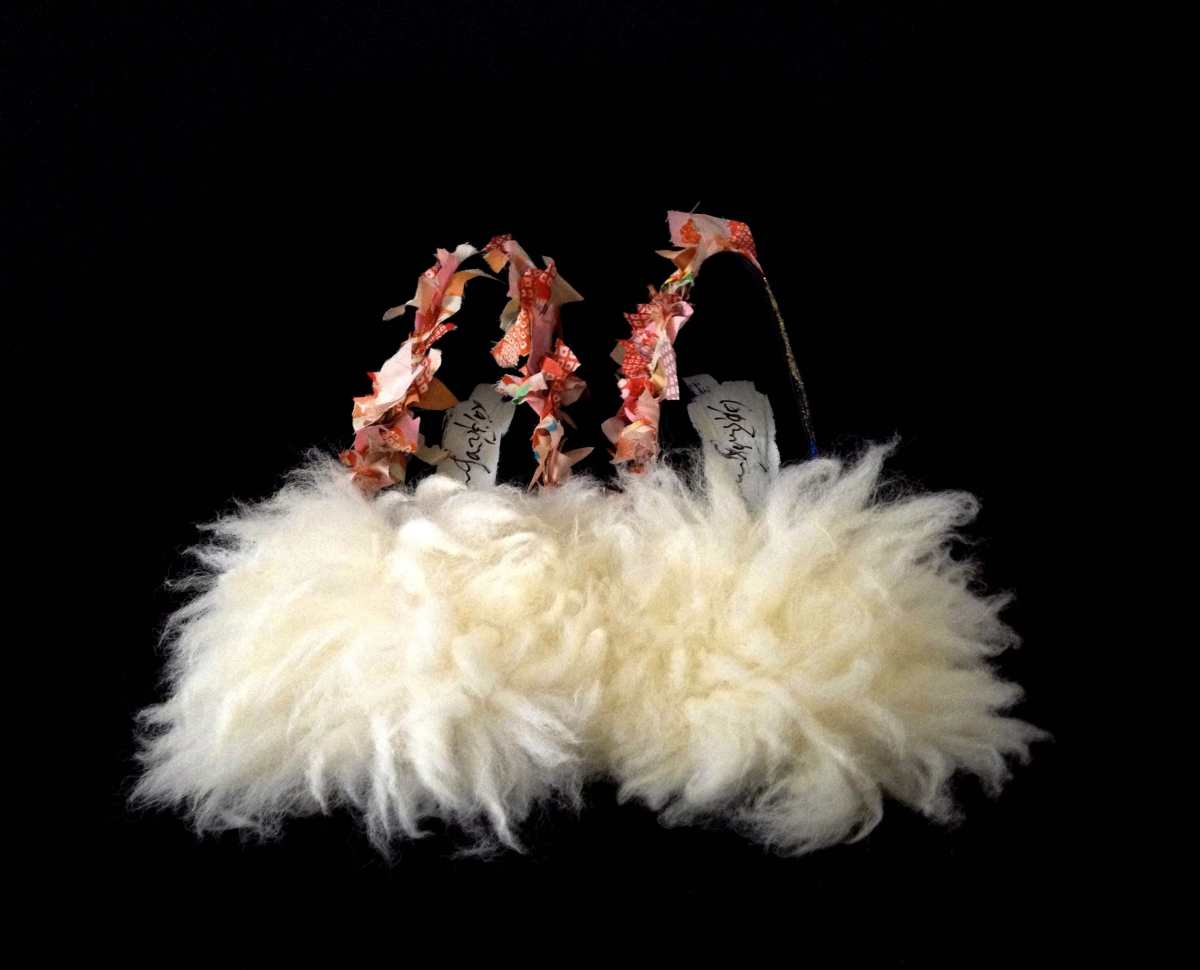 Juliet & the Forbidden Games Shoes #4, 2013, textiles, fur and glitter on leather shoes, unique piece