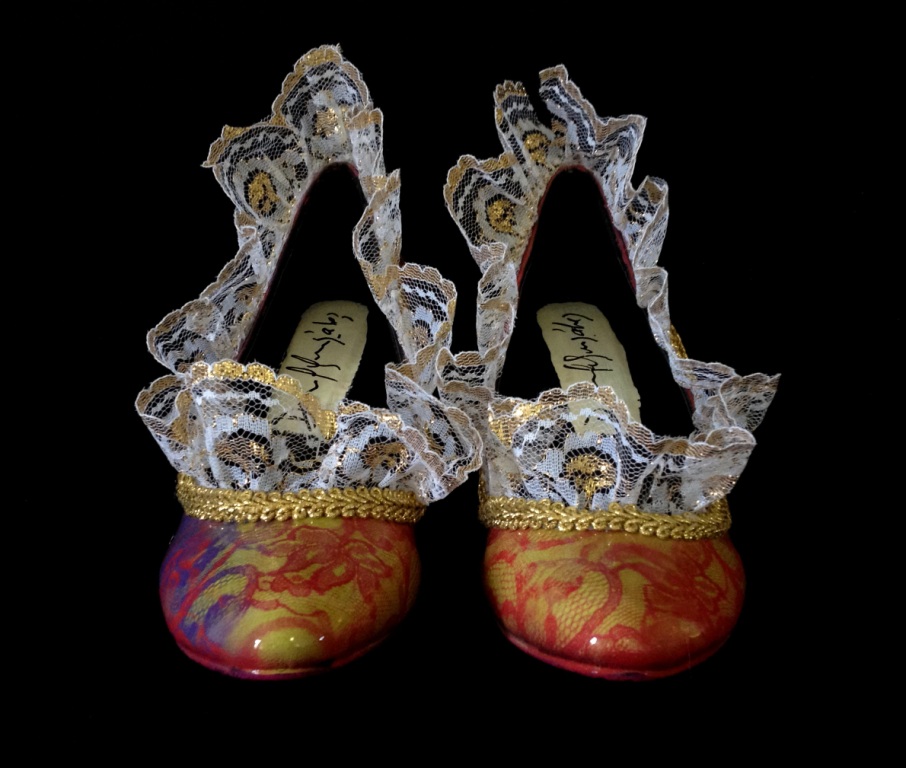 Bastardisation #10, 2014, golden decoration and spray paint on décolleté, size n38 unique piece