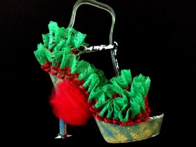 Bastardisation #13, 2014, tulle, studs, spray paint and silver on sandal, size n39 unique piece