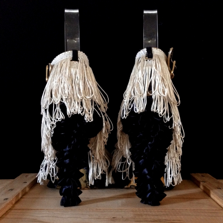 Bastardisation #4, 2014, fringes and ribbons on cross-string sandal, size n37 unique piece