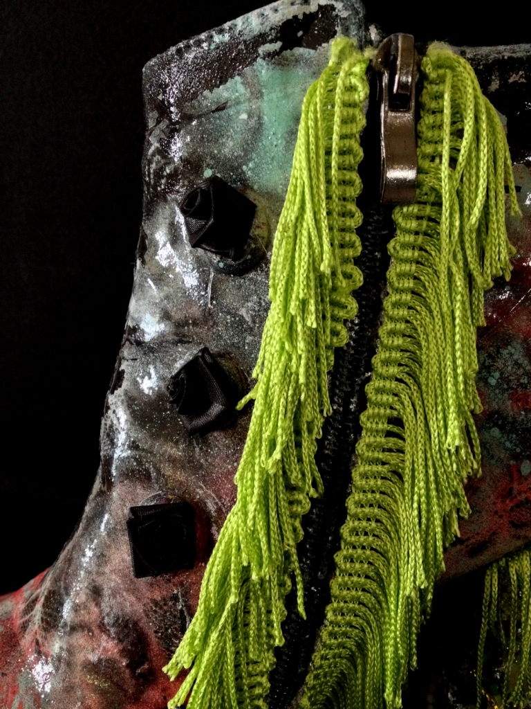 Bastardisation #6, 2014, spray paint, finges, roses, pearls, and bijou size n38 unique piece