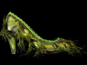 Bastardisation #14, 2014, grass-like decoration and spray paint on décolleté, size n37, unique piece