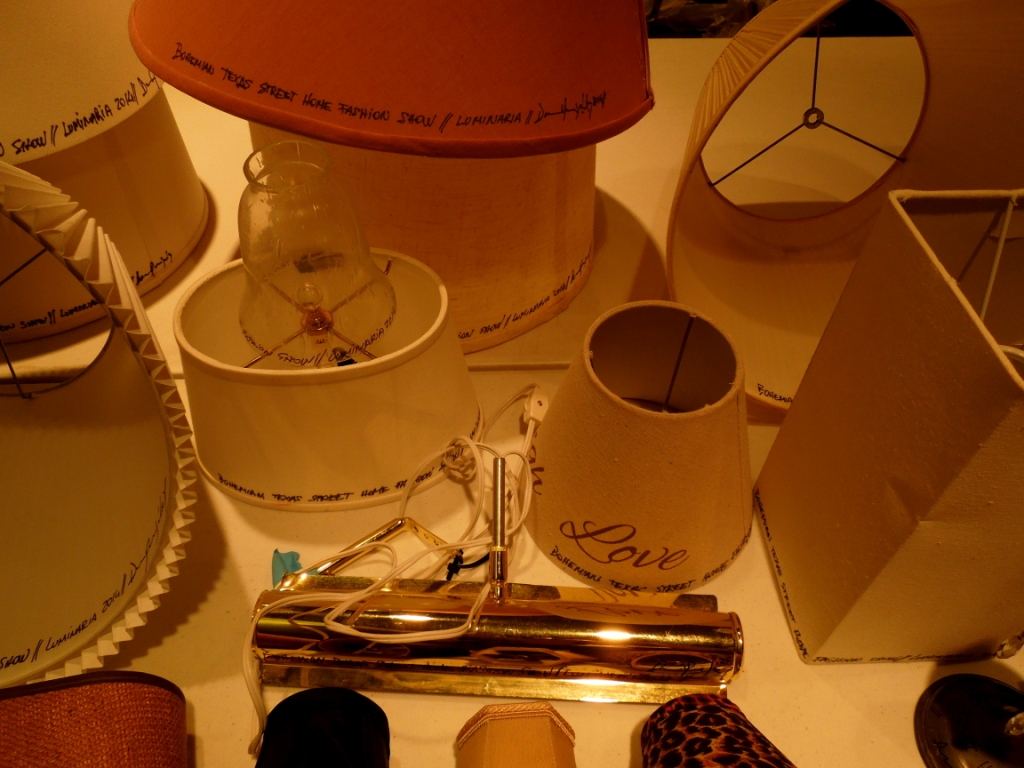 The lamps borrowed from citizens of San Antonio for the Bohemian Texas Street Home Fashion Show, Luminaria 2014