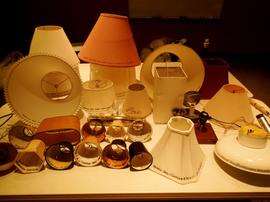 The lamps borrowed from citizens of San Antonio for the Bohemian Texas Street Home Fashion Show, Luminaria 2014