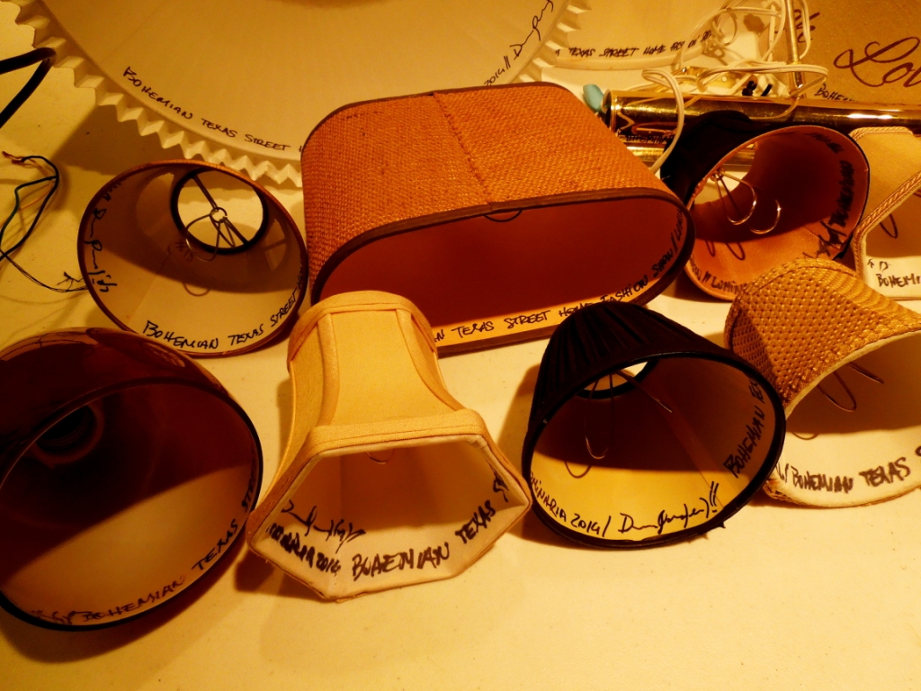 The lamps borrowed from citizens of San Antonio for the Bohemian Texas Street Home Fashion Show, Luminaria 2014