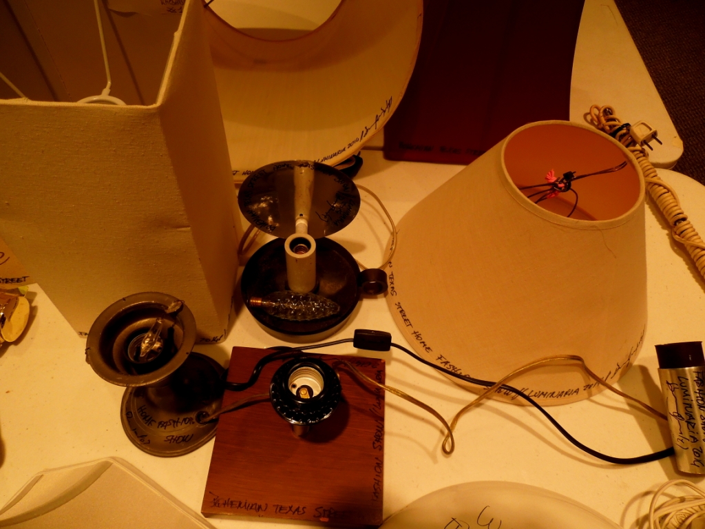 The lamps borrowed from citizens of San Antonio forthe Bohemian Texas Street Home Fashion Show, Luminaria 2014