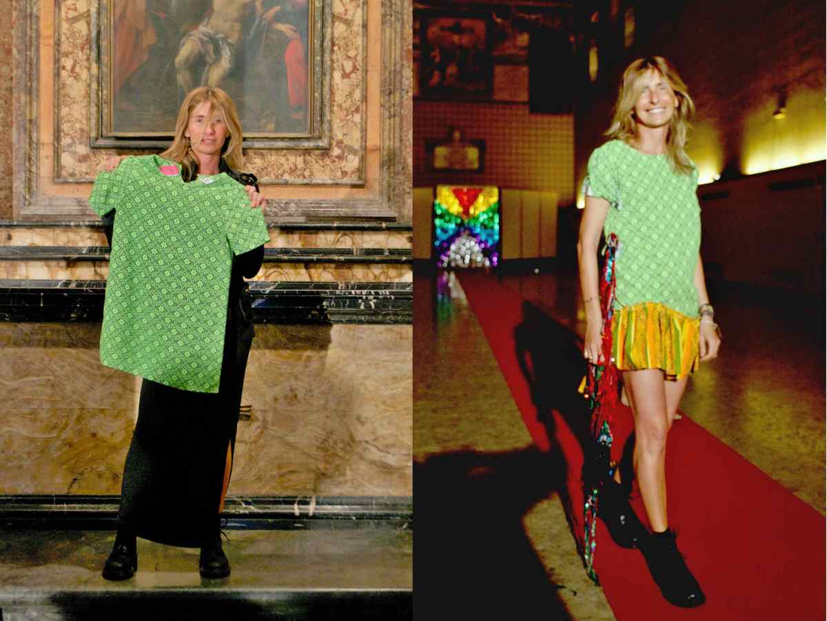 Wearable Sculpture-Portrait, before & after live production during "Portrait Fashion Factory" Performance