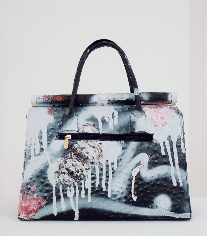Grandmother Bag Collection #12, 2015 graffiti bag. unique size, unique piece, courtesy Daniel González D.G. Clothes Project