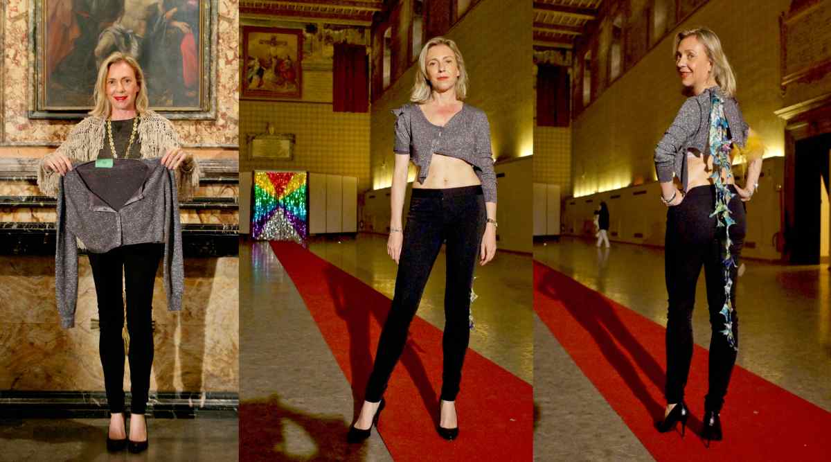 Daniel González D.G. Clothes Project, Wearable Sculpture-Portrait, live produced during "Portrait Fashion Factory" Performance