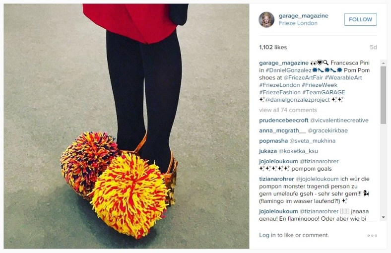 Francesca Pini on Garage Magazine Instagram